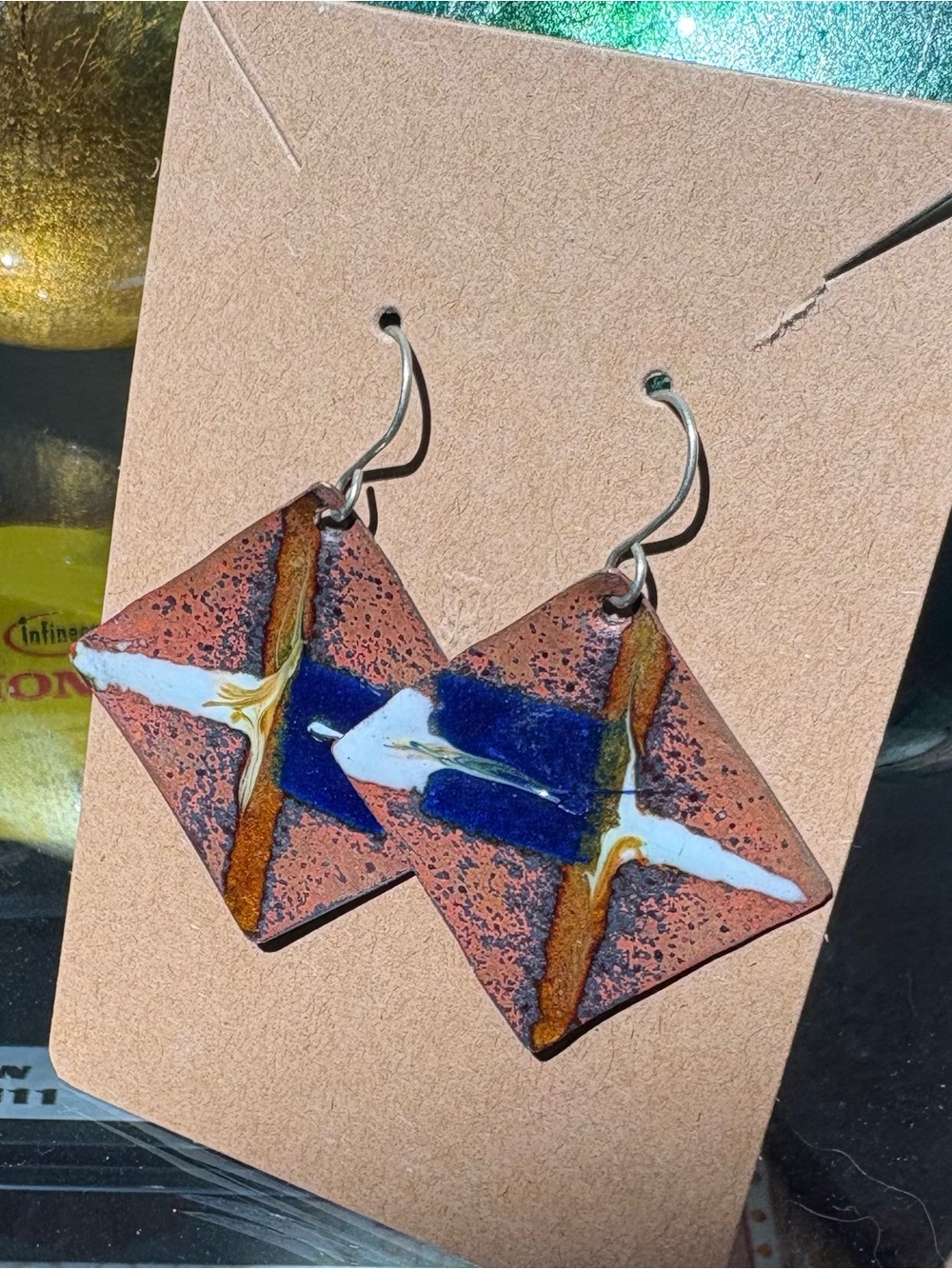 Stunning Vintage Mid-Century
Modern Enamel on Copper Statement
Earrings!